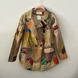Momo New York Free People Multicolor Patchwork silk blazer/Jacket